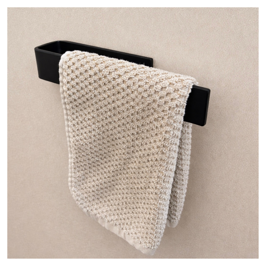 Schwarzer Handtuchhalter ohne Bohren aus pulverbeschichtetem Metall