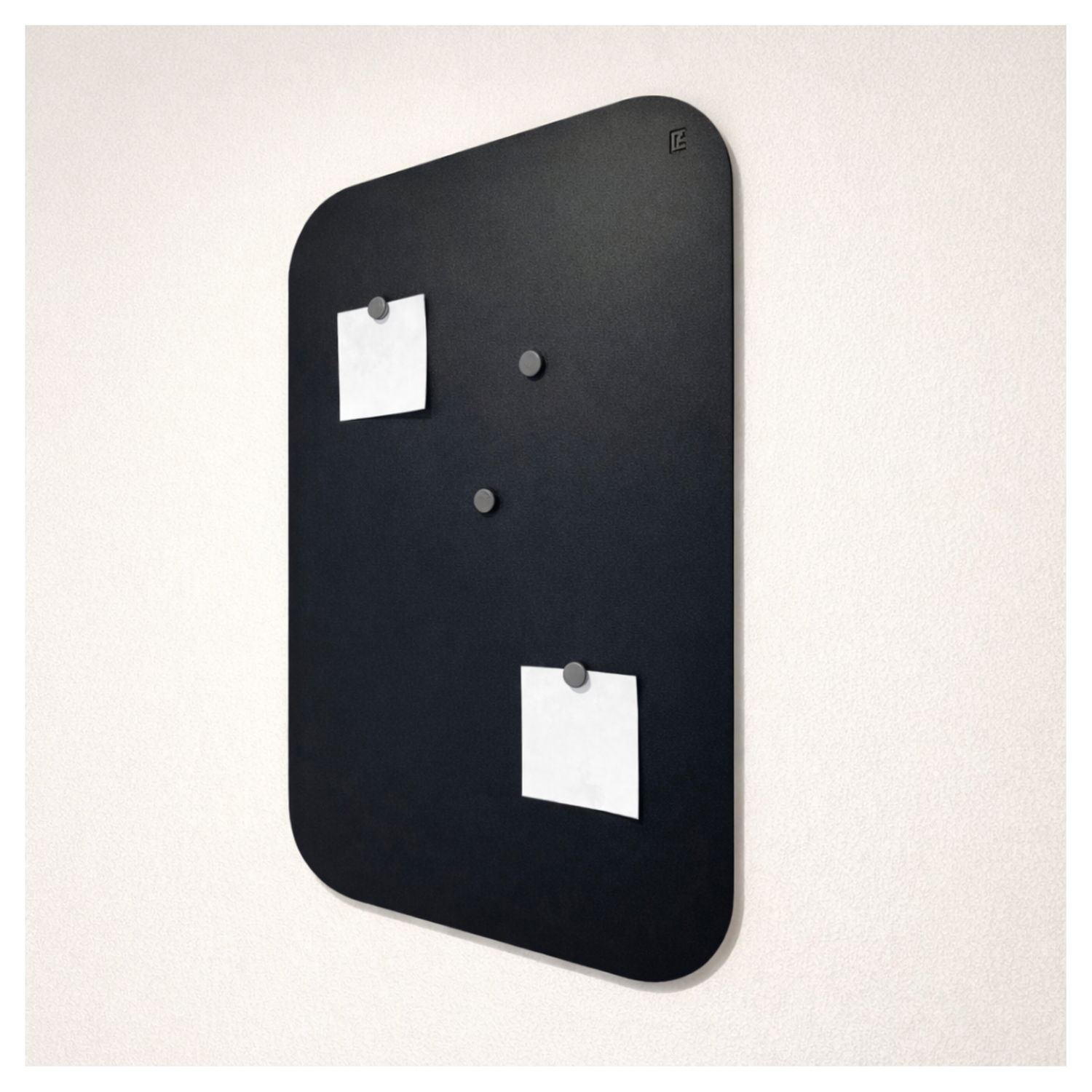 Schwarze Magnettafel aus Metall für die Wand