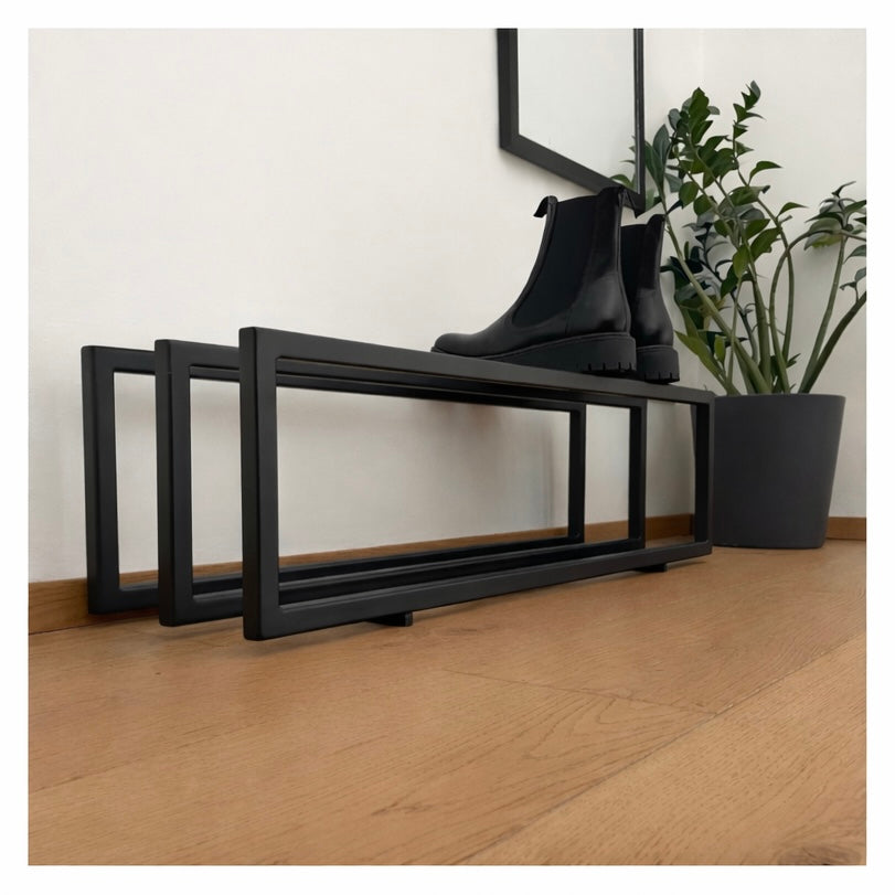 Schwarzes Schuhregal aus Metall für den Flur